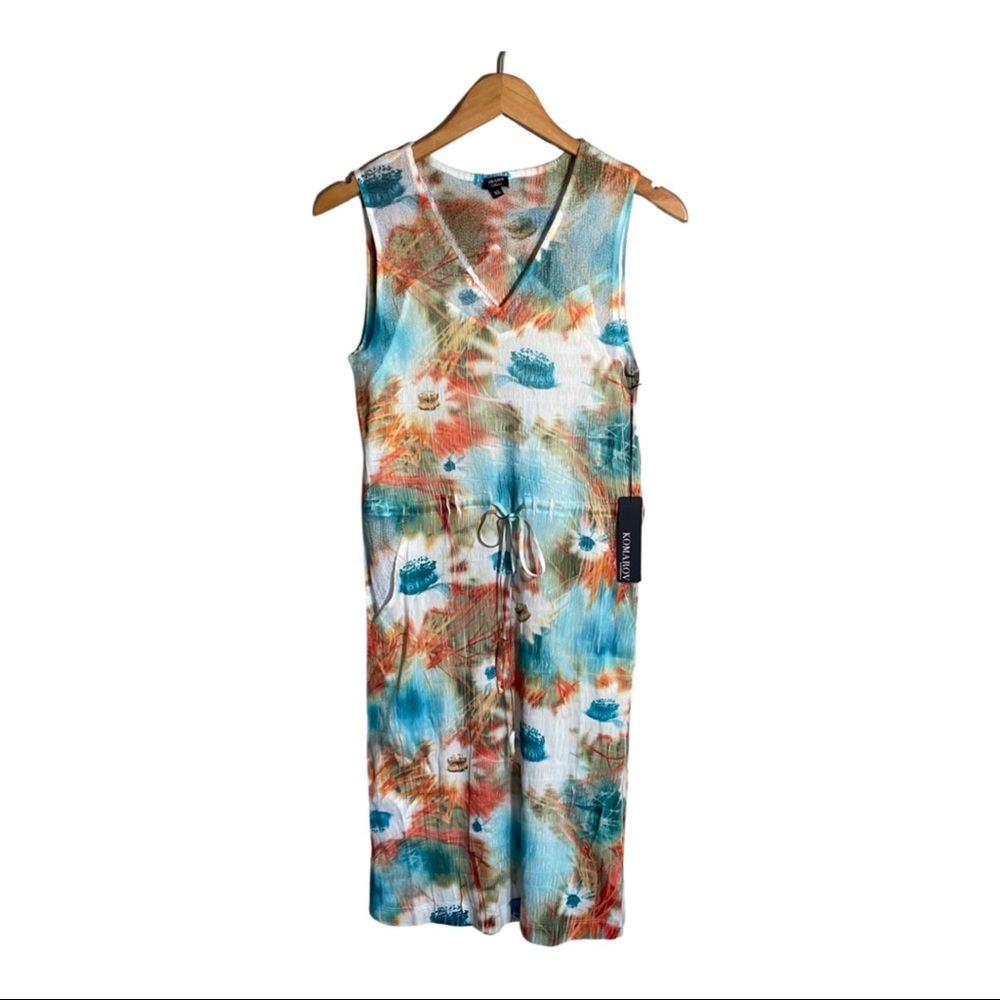 KOMAROV draw string pocket mini crinkle dress